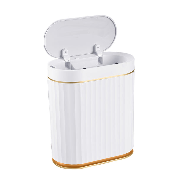 Poubelle à capteur blanche/dorée de 7 L
