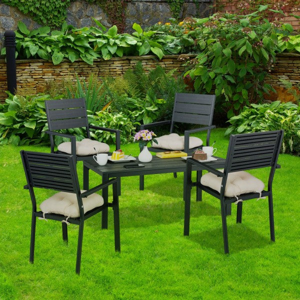 Relaxdays - Schwarzer Gartenstuhl im 4er Set, Schwarz, ca. 90 x 53,5 x 59 cm