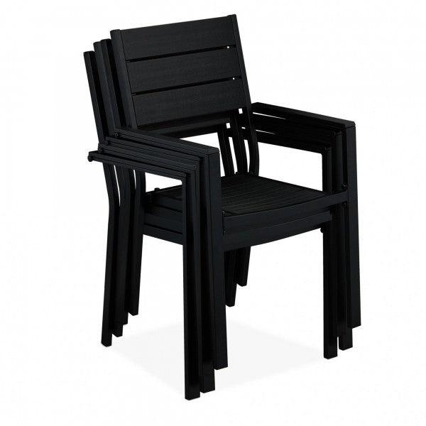 Relaxdays - Schwarzer Gartenstuhl im 4er Set, Schwarz, ca. 90 x 53,5 x 59 cm