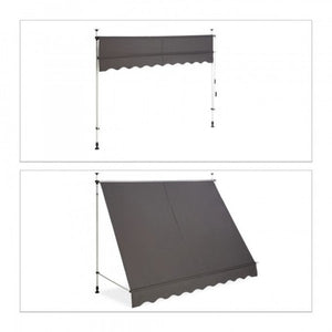 Relaxdays - Klemmmarkise für Balkon, 250 x 120 cm, Anthrazit/Schwarz/Weiß