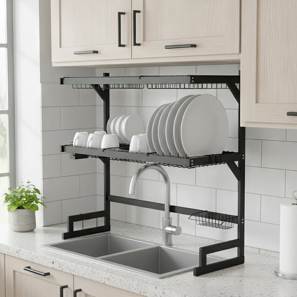 Abtropfgestellt Metall 2 Etagen 85 x 32 x 80 cm schwarz