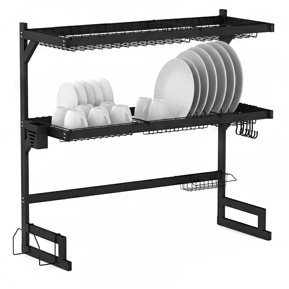 Abtropfgestellt Metall 2 Etagen 85 x 32 x 80 cm schwarz