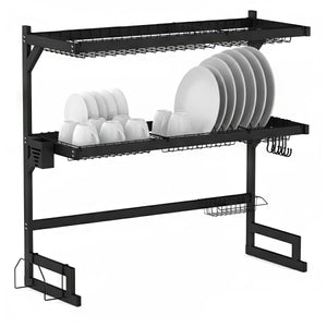 Abtropfgestellt Metall 2 Etagen 85 x 32 x 80 cm schwarz
