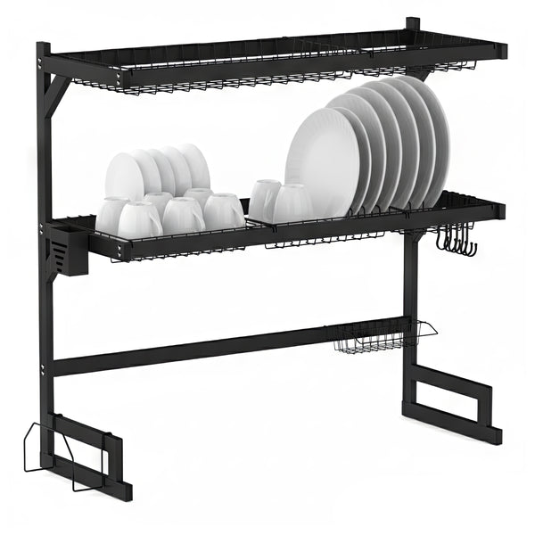 Abtropfgestellt Metall 2 Etagen 85 x 32 x 80 cm schwarz
