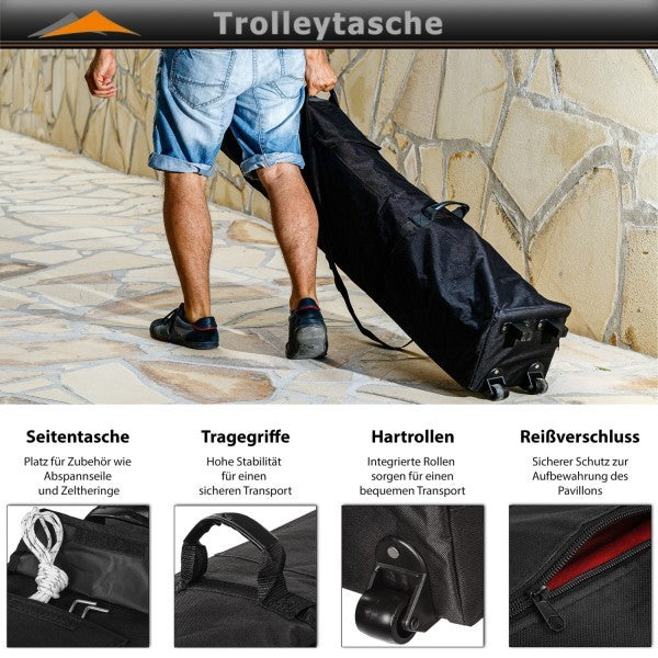 INSTENT® - Faltpavillon ''PRO'' 3x3, Trolley, Alu, grün, 4ST