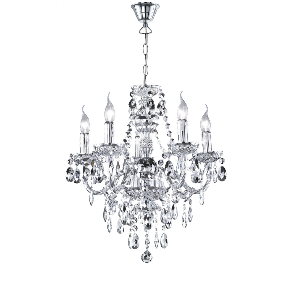 Acryl Kronleuchter Lüster 5-flammig chrom