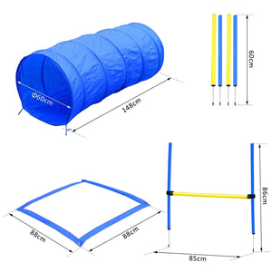 Agility Hundetrainingsset Tunnel + Slalom + Hürde inkl. Tasche