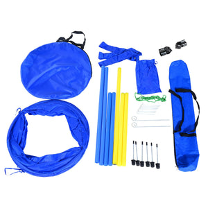 Agility Hundetrainingsset Tunnel + Slalom + Hürde inkl. Tasche