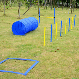 Agility Hundetrainingsset Tunnel + Slalom + Hürde inkl. Tasche