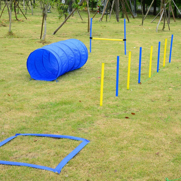 Agility Hundetrainingsset Tunnel + Slalom + Hürde inkl. Tasche