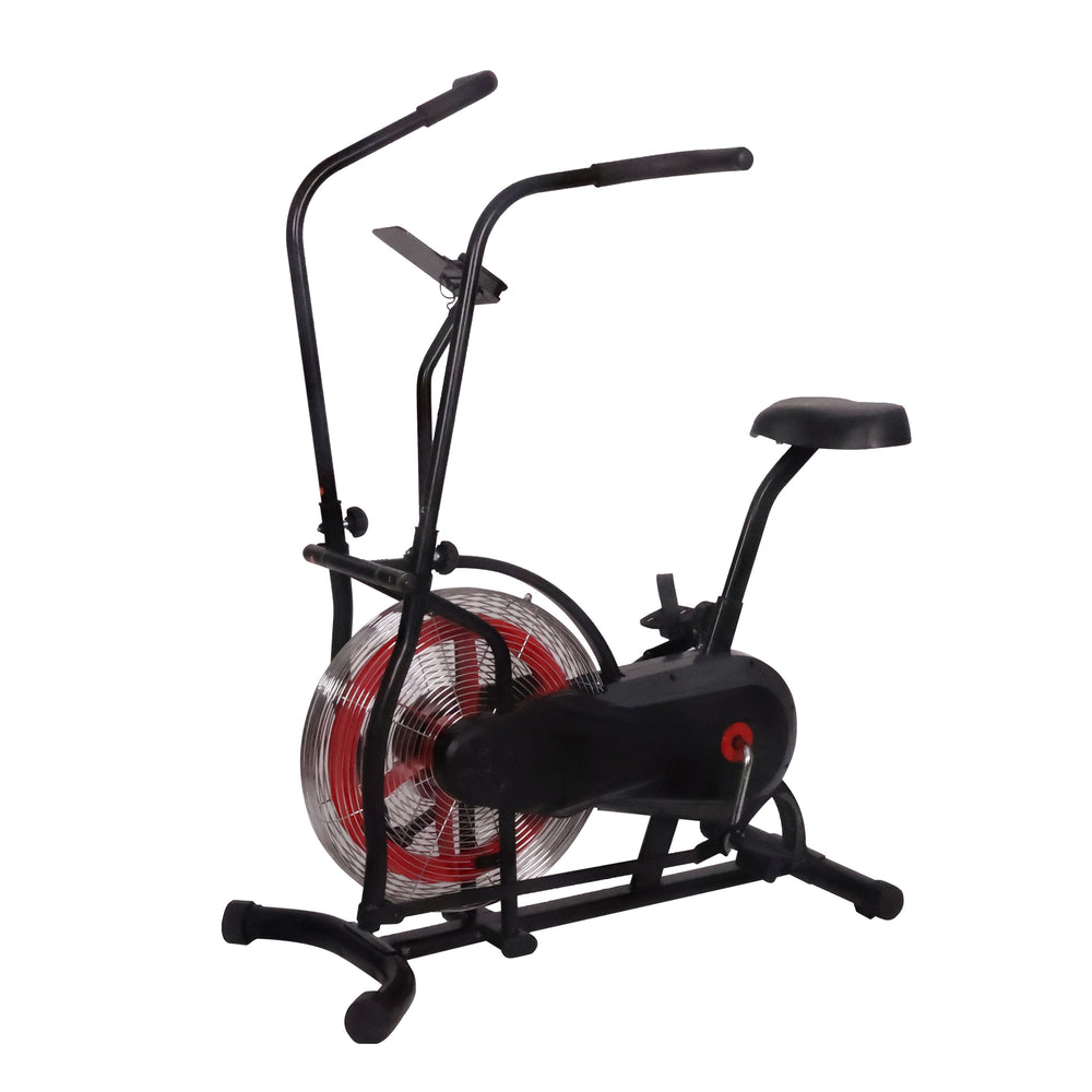 Airbike cross trainer with air resistance