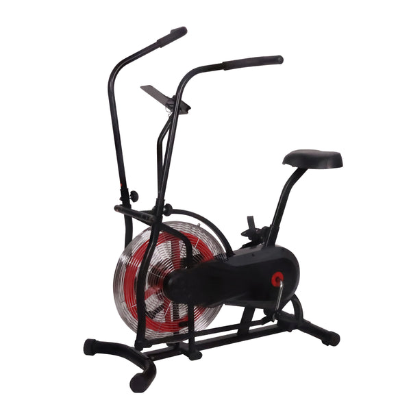 Airbike cross trainer with air resistance