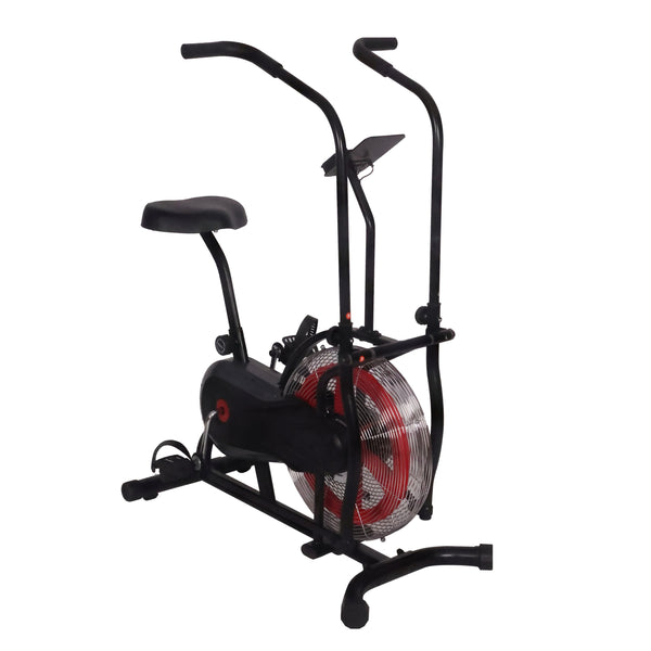 Airbike cross trainer with air resistance