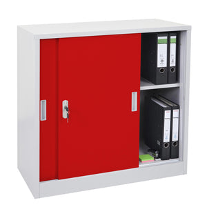 Aktenschrank Boston mit Schiebetüren 90x90x45cm rot