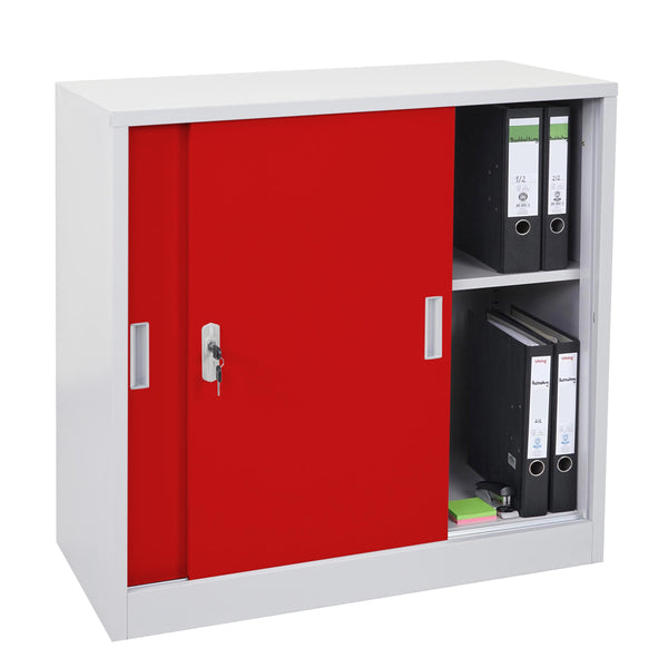 Aktenschrank Boston mit Schiebetüren 90x90x45cm rot