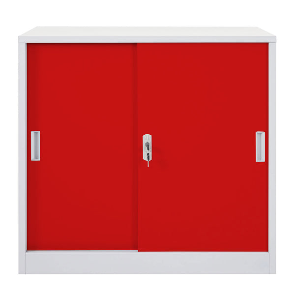 Aktenschrank Boston mit Schiebetüren 90x90x45cm rot