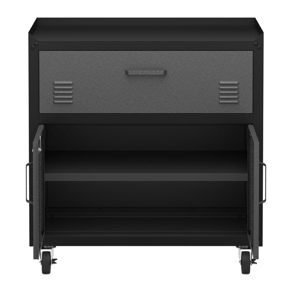 Aktenschrank MAKSIMUS 2 Türen 1 Schublade 77 x 80 cm anthrazit/schwarz