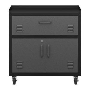 Aktenschrank MAKSIMUS 2 Türen 1 Schublade 77 x 80 cm anthrazit/schwarz