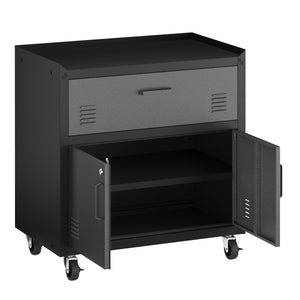 Aktenschrank MAKSIMUS 2 Türen 1 Schublade 77 x 80 cm anthrazit/schwarz