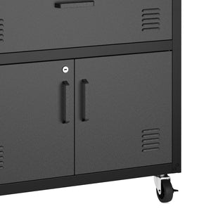Aktenschrank MAKSIMUS 2 Türen 1 Schublade 77 x 80 cm anthrazit/schwarz