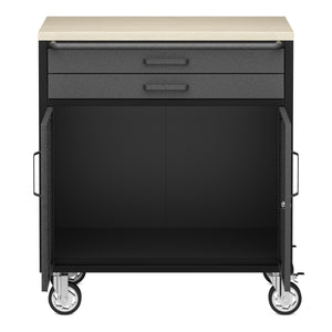 Werkstattwagen MAKSIMUS 2 Schubladen 2 Türen 75 x 85 cm anthrazit/schwarz/natur
