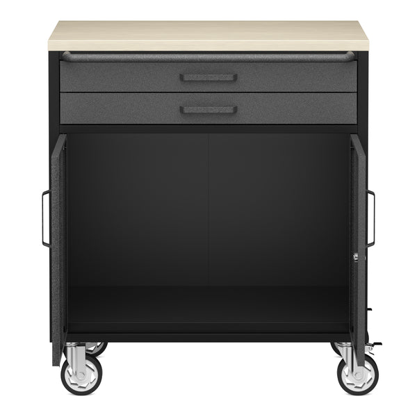 Werkstattwagen MAKSIMUS 2 Schubladen 2 Türen 75 x 85 cm anthrazit/schwarz/natur