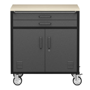 Werkstattwagen MAKSIMUS 2 Schubladen 2 Türen 75 x 85 cm anthrazit/schwarz/natur