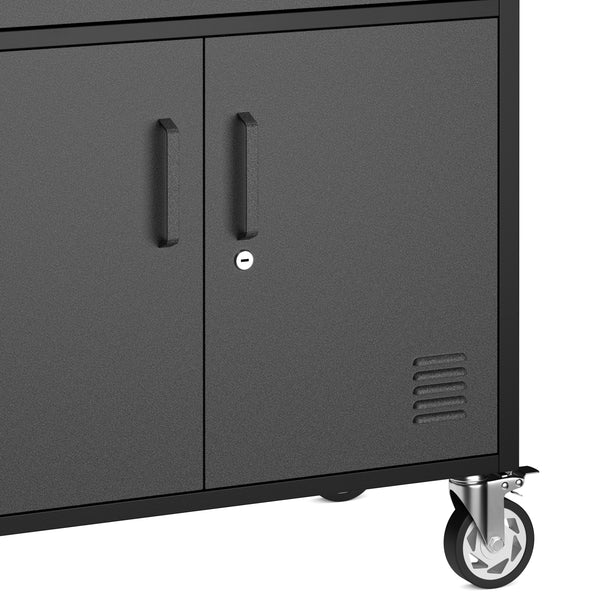 Werkstattwagen MAKSIMUS 2 Schubladen 2 Türen 75 x 85 cm anthrazit/schwarz/natur