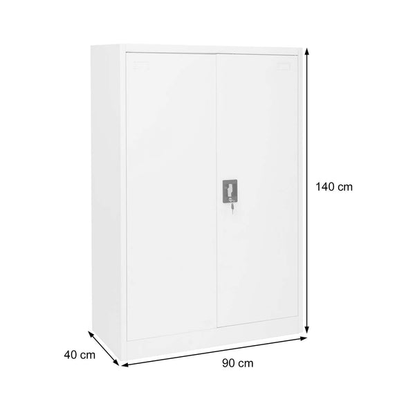 Aktenschrank Stahlschrank Büroschrank, 2 Türen 140x90cm grau
