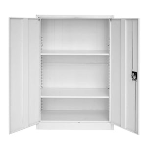 Aktenschrank Stahlschrank Büroschrank, 2 Türen 140x90cm grau