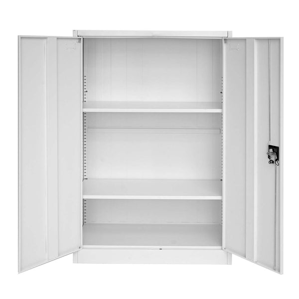 Aktenschrank Stahlschrank Büroschrank, 2 Türen 140x90cm grau