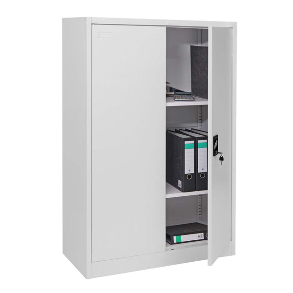 Aktenschrank Stahlschrank Büroschrank, 2 Türen 140x90cm grau
