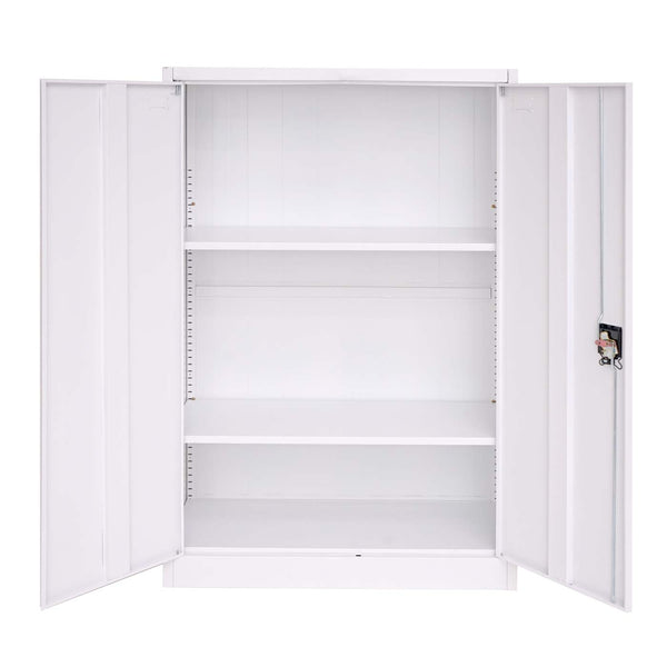 Aktenschrank Stahlschrank Büroschrank, 2 Türen 140x90cm weiss