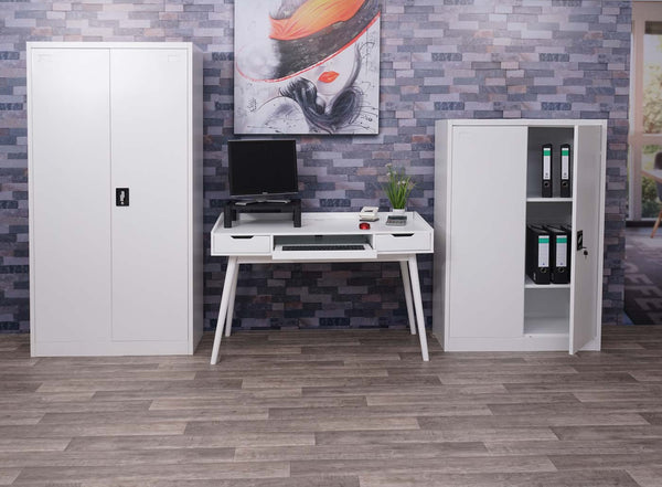 Aktenschrank Stahlschrank Büroschrank, 2 Türen 140x90cm weiss