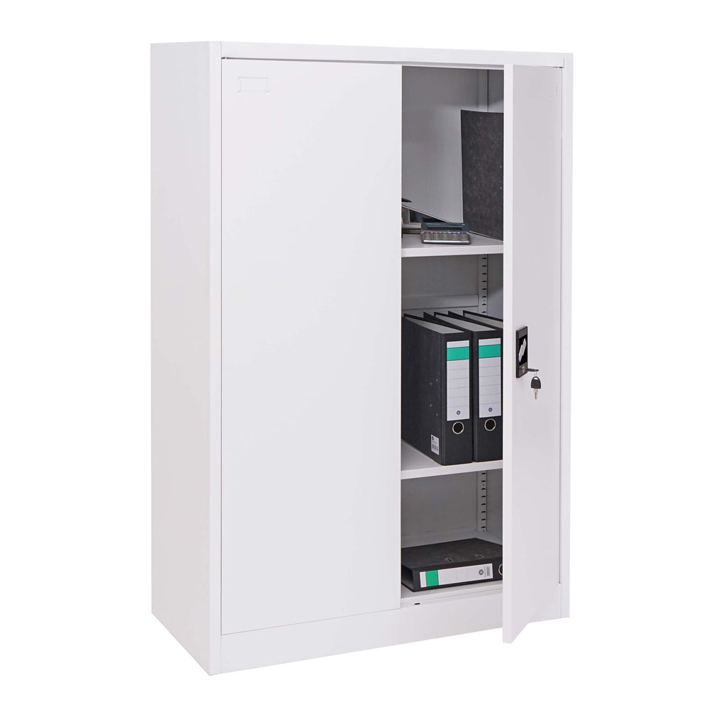 Aktenschrank Stahlschrank Büroschrank, 2 Türen 140x90cm weiss