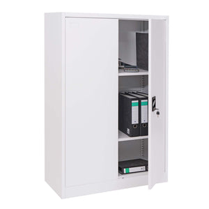 Aktenschrank Stahlschrank Büroschrank, 2 Türen 140x90cm weiss