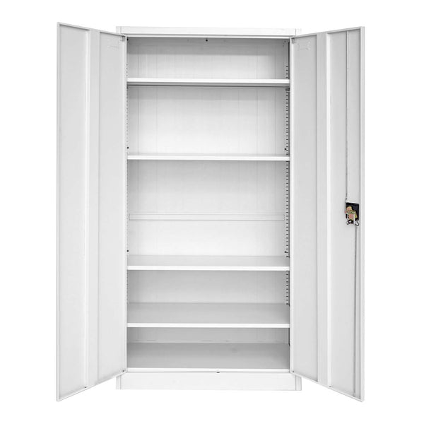 Aktenschrank Stahlschrank Büroschrank, 2 Türen 185x90cm grau