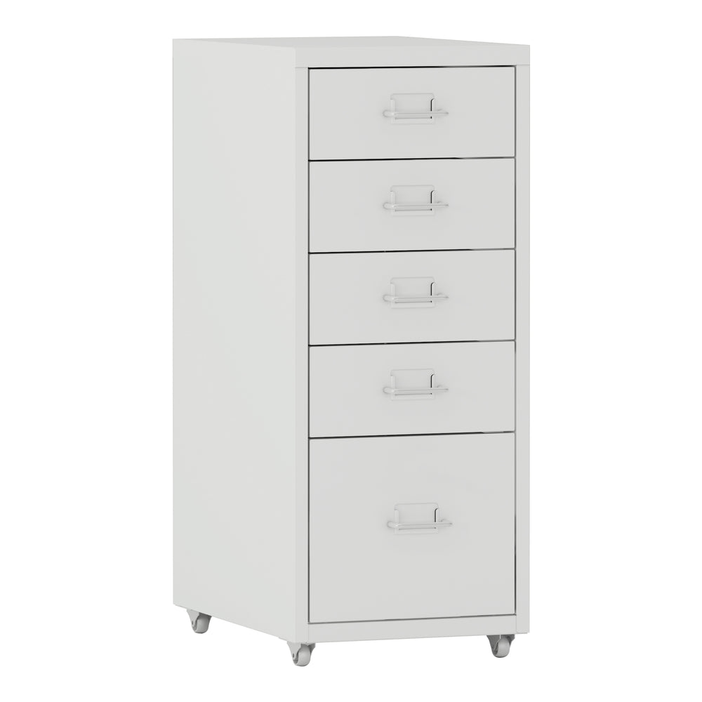 Kökar steel rolling container with 5 drawers, white