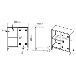 Metallschrank Kommode Oripää 90x80x33cm Schwarz