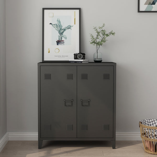 Metallschrank Kommode Oripää 90x80x33cm Schwarz