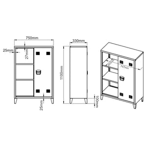 Metallschrank Kommode Oripää 110x75x33cm Weiss