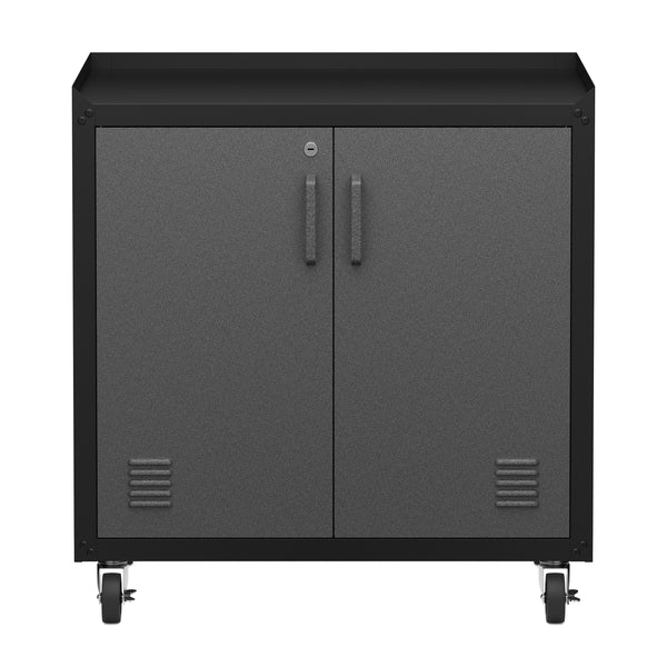 Aktenschrank MAKSIMUS 2 Türen 77 x 80 cm anthrazit/schwarz