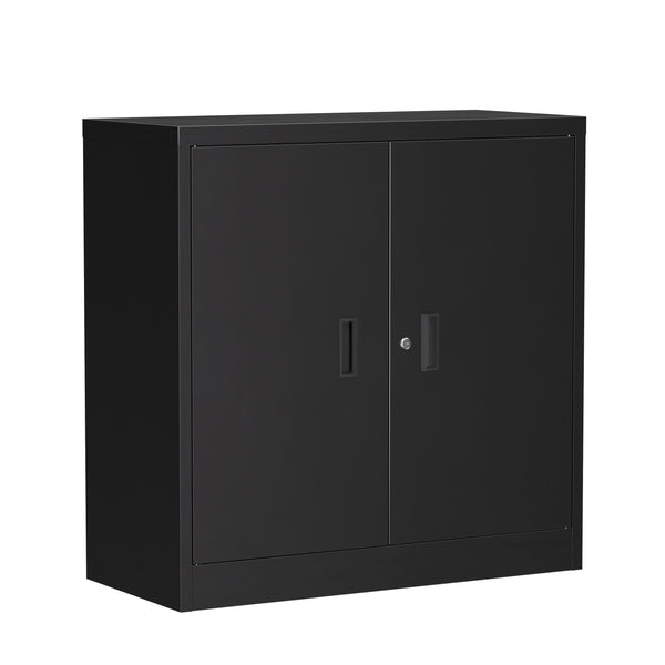 Aktenschrank mit 2 Böden 90 x 90 cm schwarz
