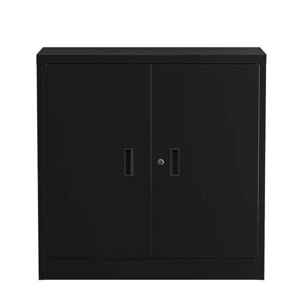 Aktenschrank mit 2 Böden 90 x 90 cm schwarz