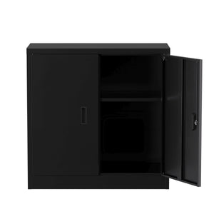 Aktenschrank mit 2 Böden 90 x 90 cm schwarz