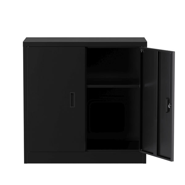 Aktenschrank mit 2 Böden 90 x 90 cm schwarz