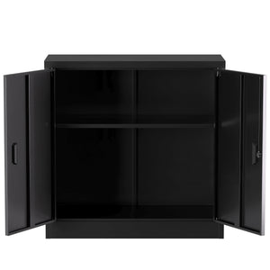 Aktenschrank mit 2 Böden 90 x 90 cm schwarz