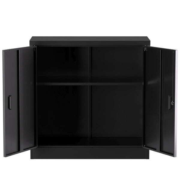 Aktenschrank mit 2 Böden 90 x 90 cm schwarz