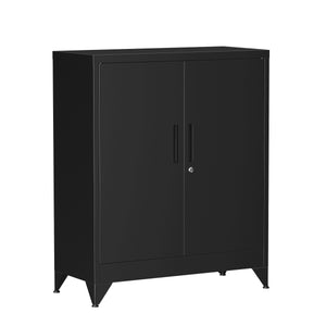 Aktenschrank mit 3 Böden 80 x 100 cm schwarz