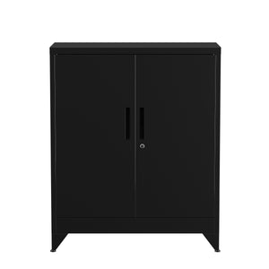 Aktenschrank mit 3 Böden 80 x 100 cm schwarz